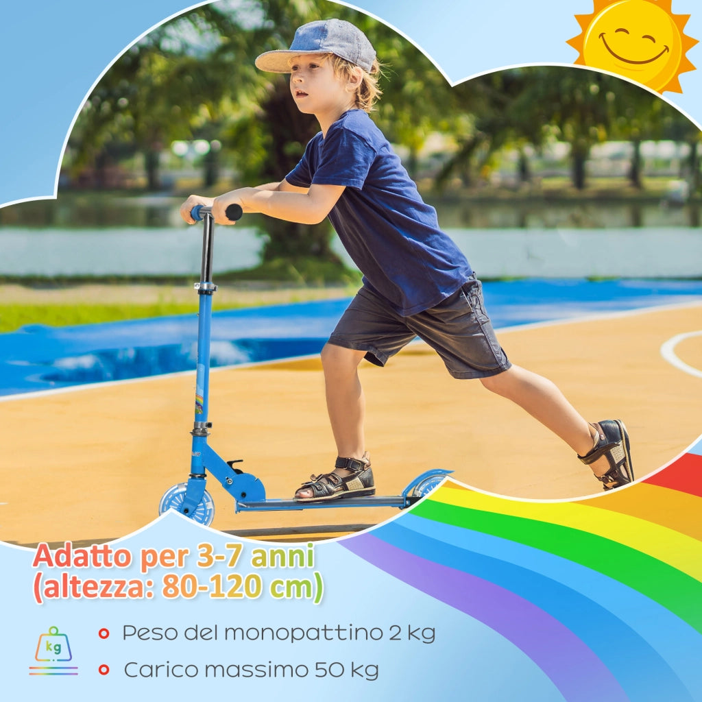 Monopattino Bambini Regolabile Pieghevole ¨C zephmum ¨C Blu 67x32x65-78 cm