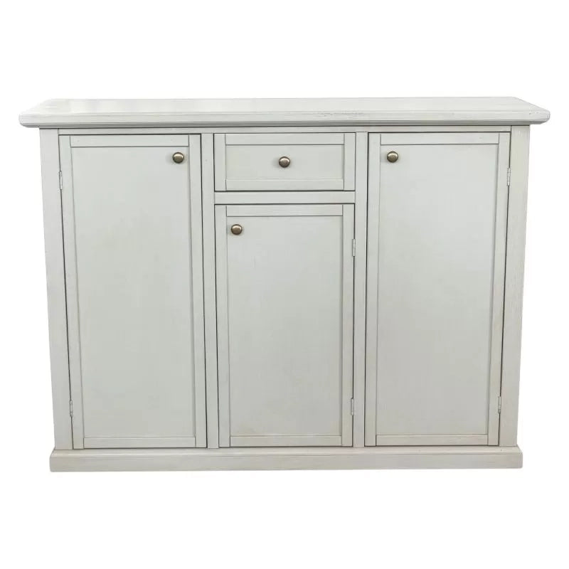 Madia credenza 3 ante 1 cassetto legno shabby bianco anticato 120x39x85 - Mobili 2G