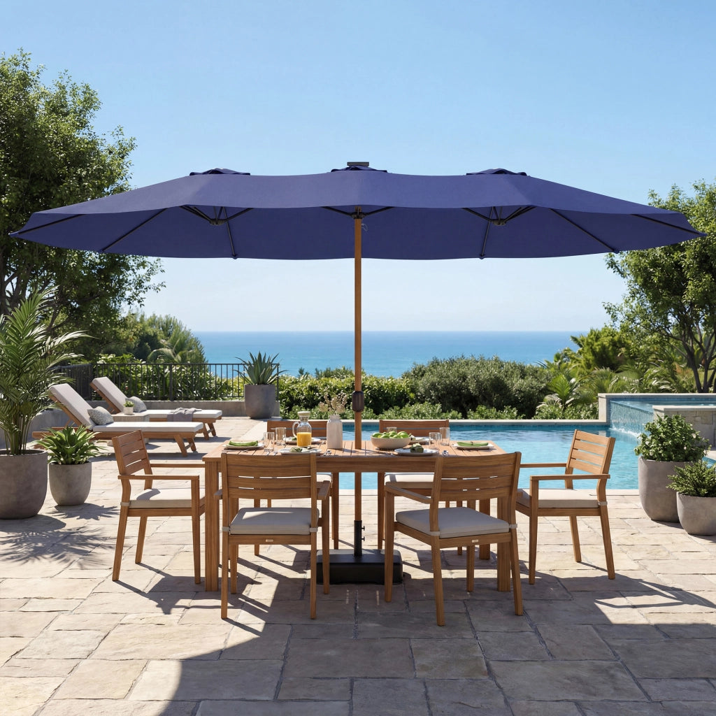 Ombrellone Doppio 12 Stecche ¨C zephmum ¨C Blu Scuro 4.7x2.8 m