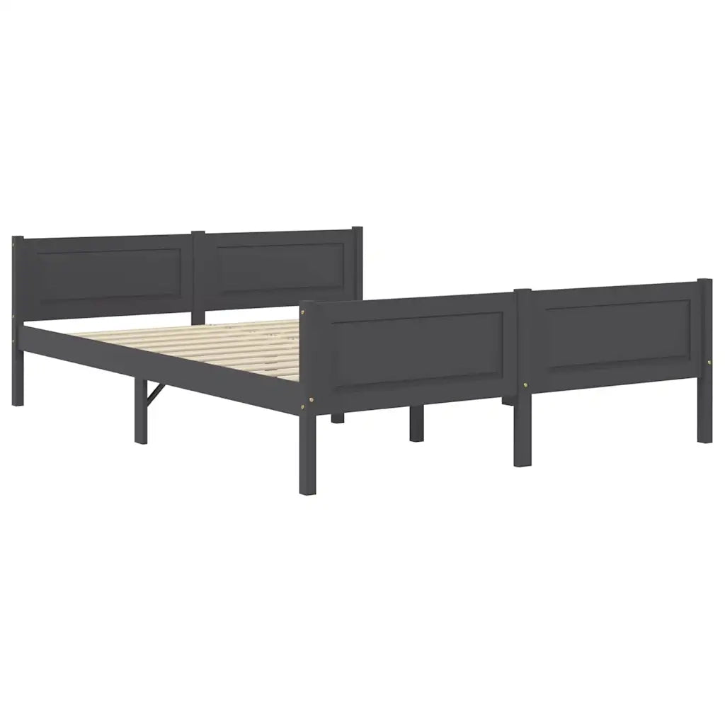 Letto matrimoniale | Letto per adulti | Giroletto Grigio in Legno Massello di Pino 160x200 cm