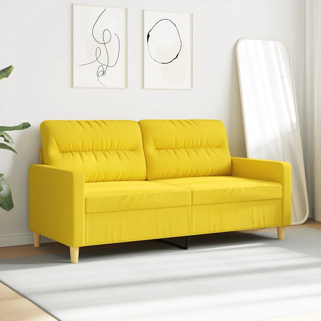 vidaXL Divano a 2 Posti Giallo Chiaro 140 cm in Tessuto