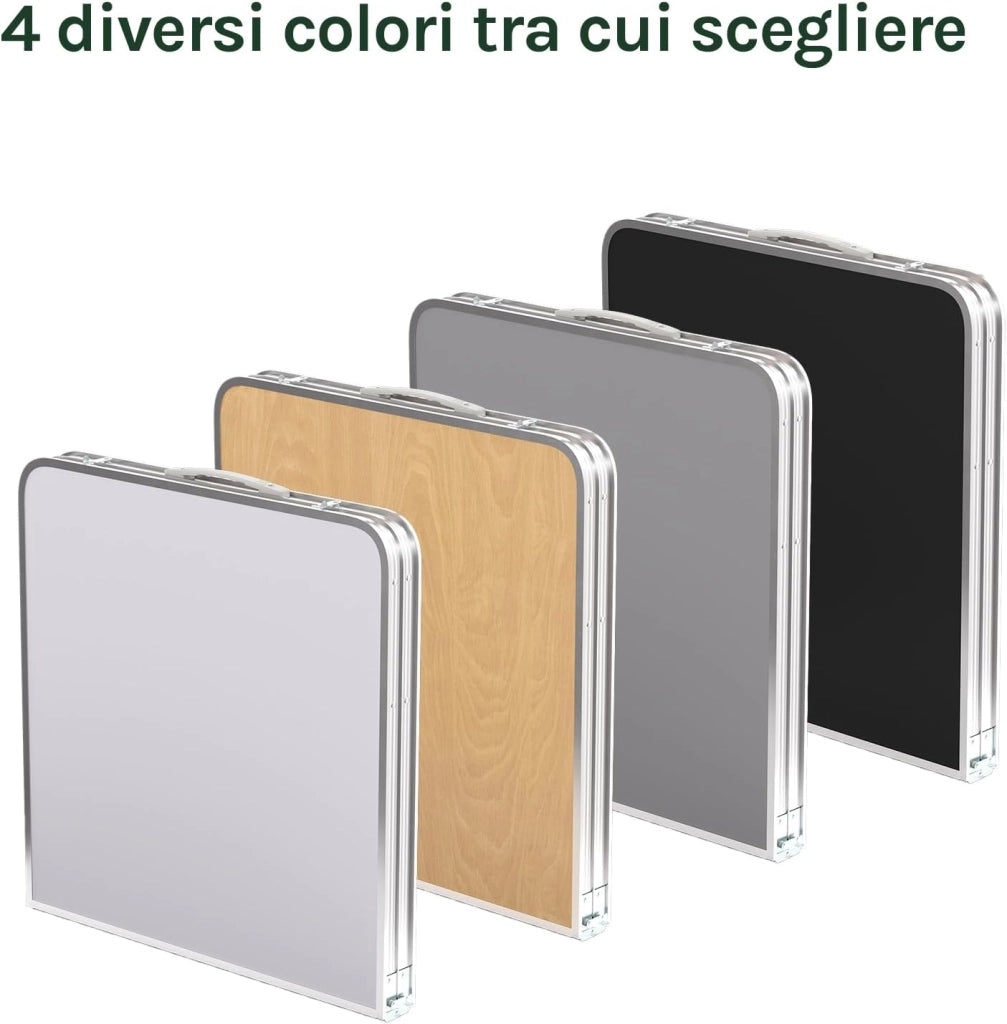 Tavolo da Campeggio Pieghevole Portatile con Maniglia per Picnic Giardino Altezza Regolabile in Alluminio MDF 120x60x55/70cm