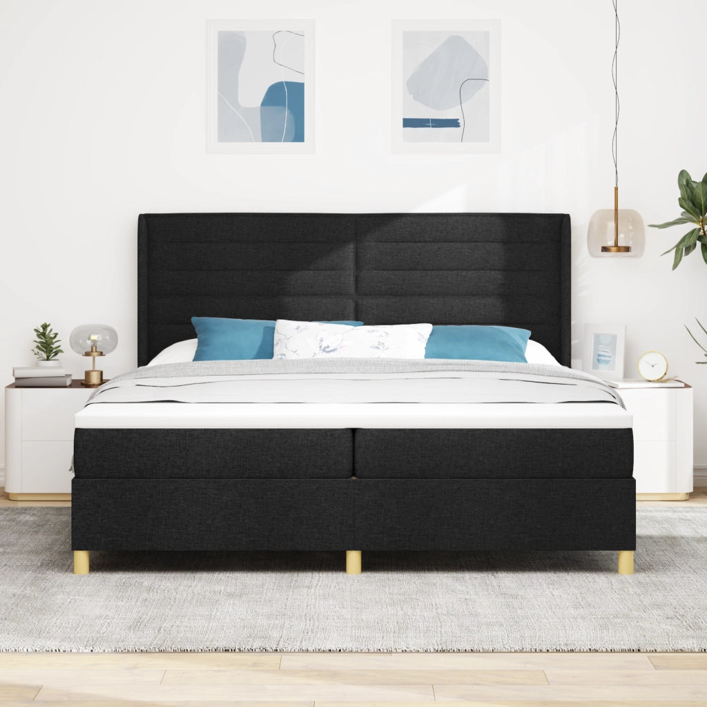 Letto Box Spring con Materasso e LED Nero 200x200 cm Tessuto