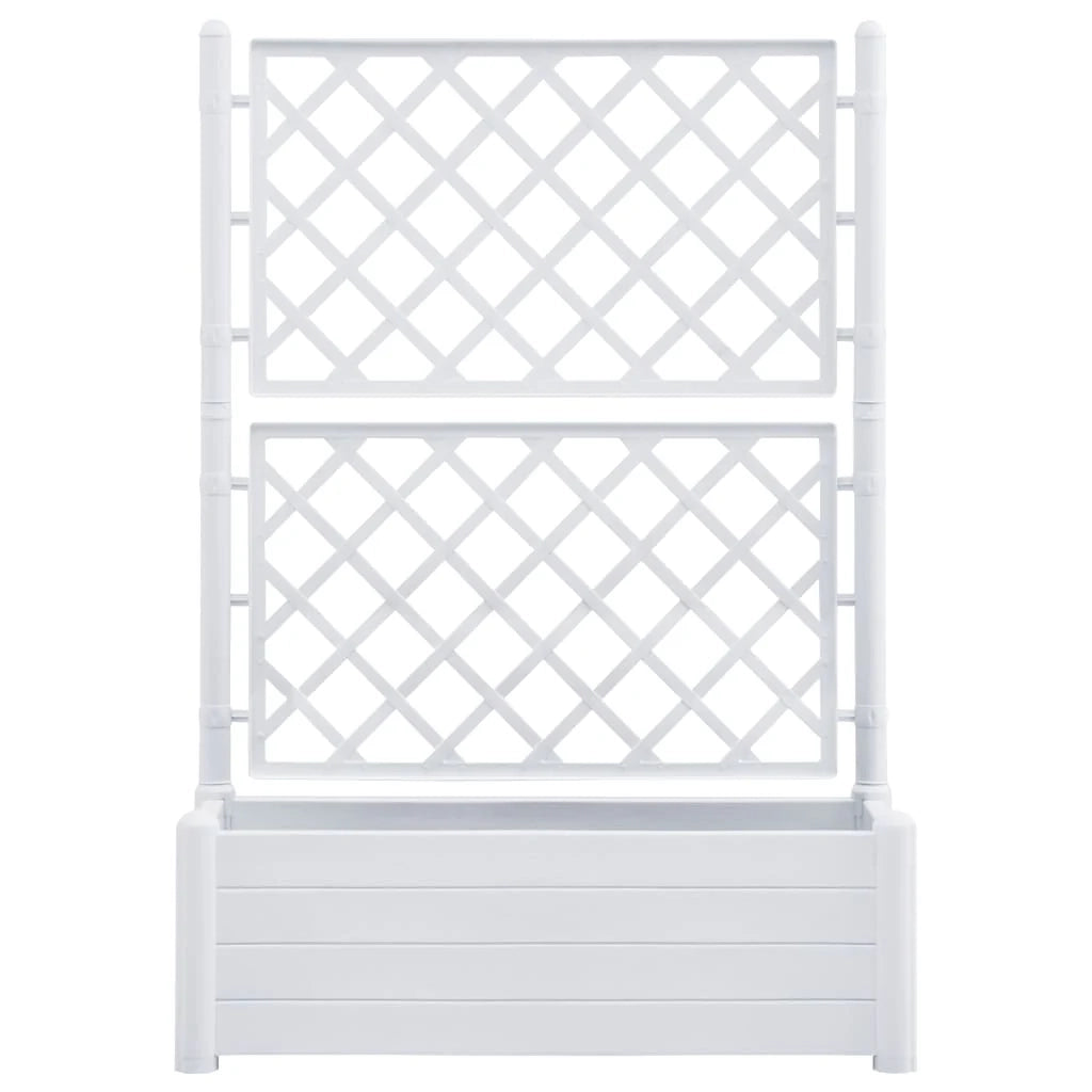 Fioriera con traliccio 100 x 43 x 142 cm piante da giardino fiori PP bianco 02_0000809