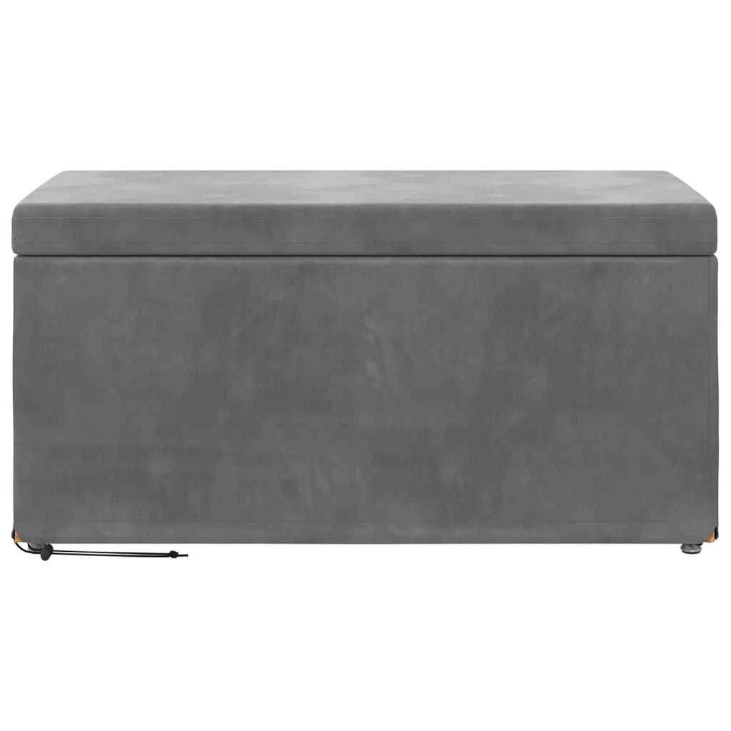 Pouf Grigio scuro Velluto e Legno Ingegnerizzato 876781