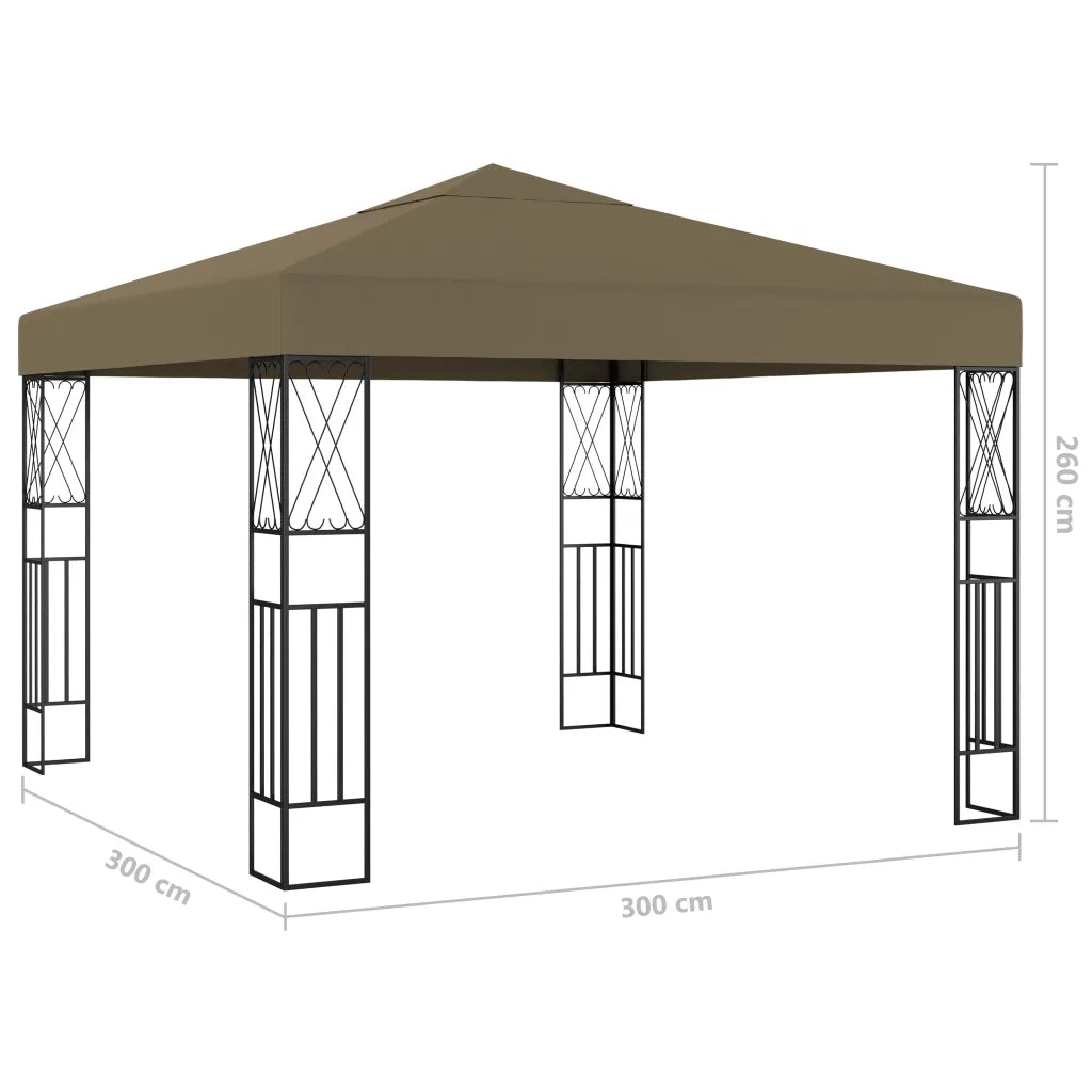 Gazebo con Luci a Stringa LED 3x3 m in Tessuto Grigio Talpa 3070330