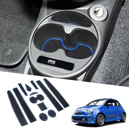 Accessori di protezione per FIAT 500 2016-2020 Abarth 595 2017-2021, set di 12 mattonelle antislip per protezione console, manubrio e portabevere, con 4 mattonelle per protezione delle porte.