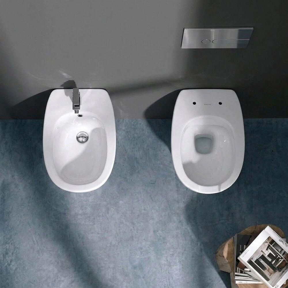 Wc filomuro con apertura frontale h 47 in ceramica bianco Evolution Sanitosco