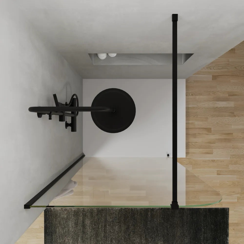 Doccia walk-in arco 120cm con profilo nero opaco vetro 8mm trasparente easy clean h200 | Senja