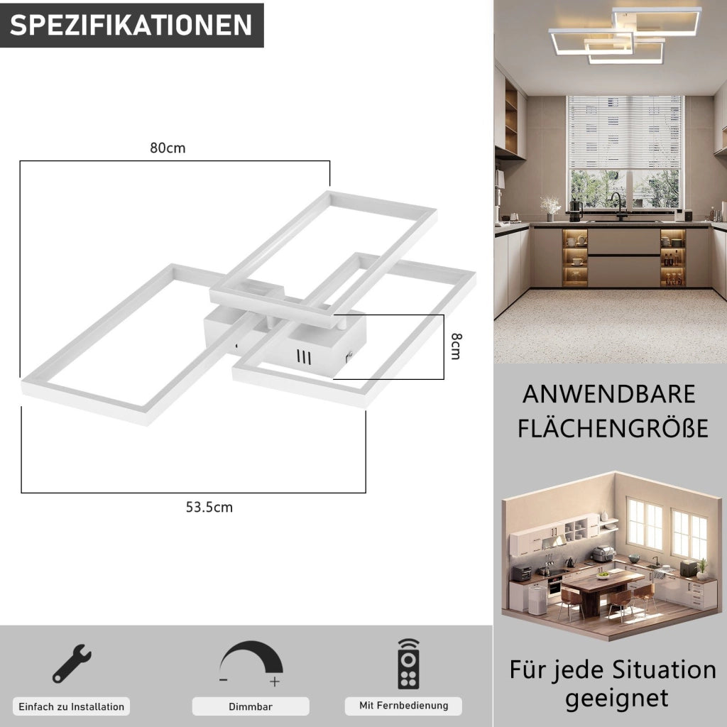 ZMH Lampada da soffitto LED moderna metallo telecomando 3 luci per camera letto