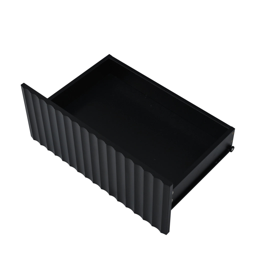 Tavolino da salotto 100x50x45 cm con due cassetti; luce LED; in pannello truciolare; nero