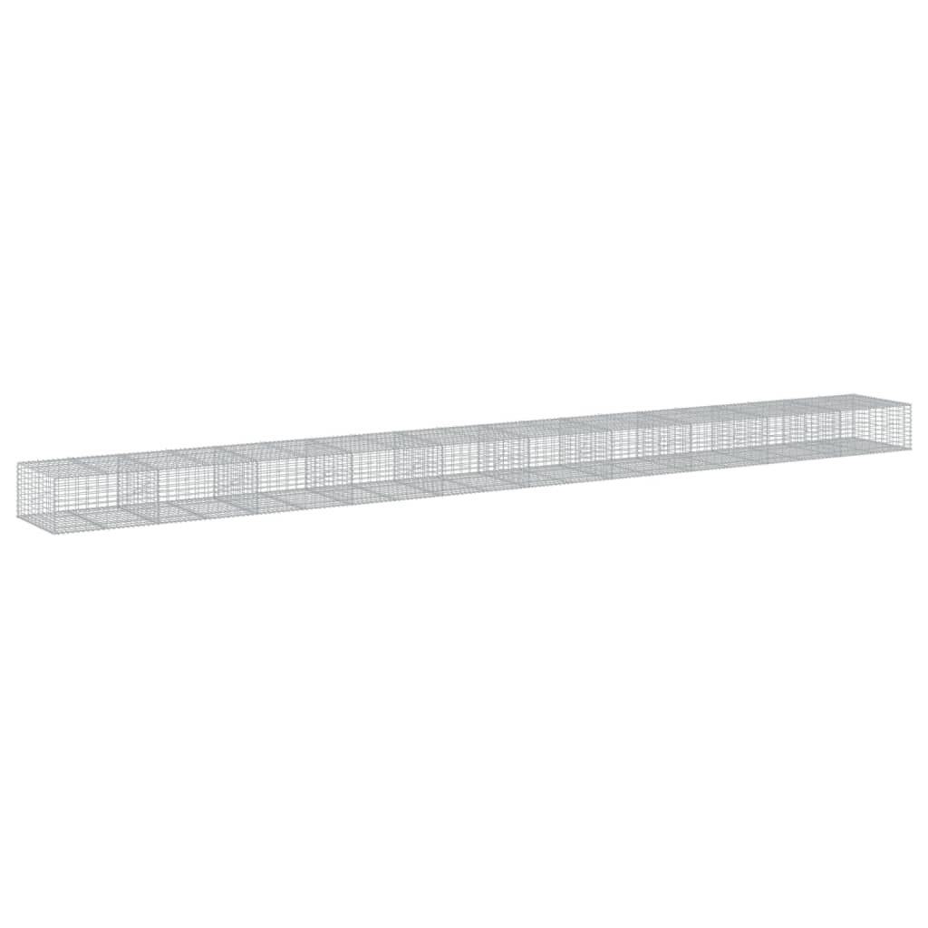 Gabbione recinto a gabbia muro di contenimento con coperchio 1000 x 100 x 50 cm ferro zincato argento 02_0040114