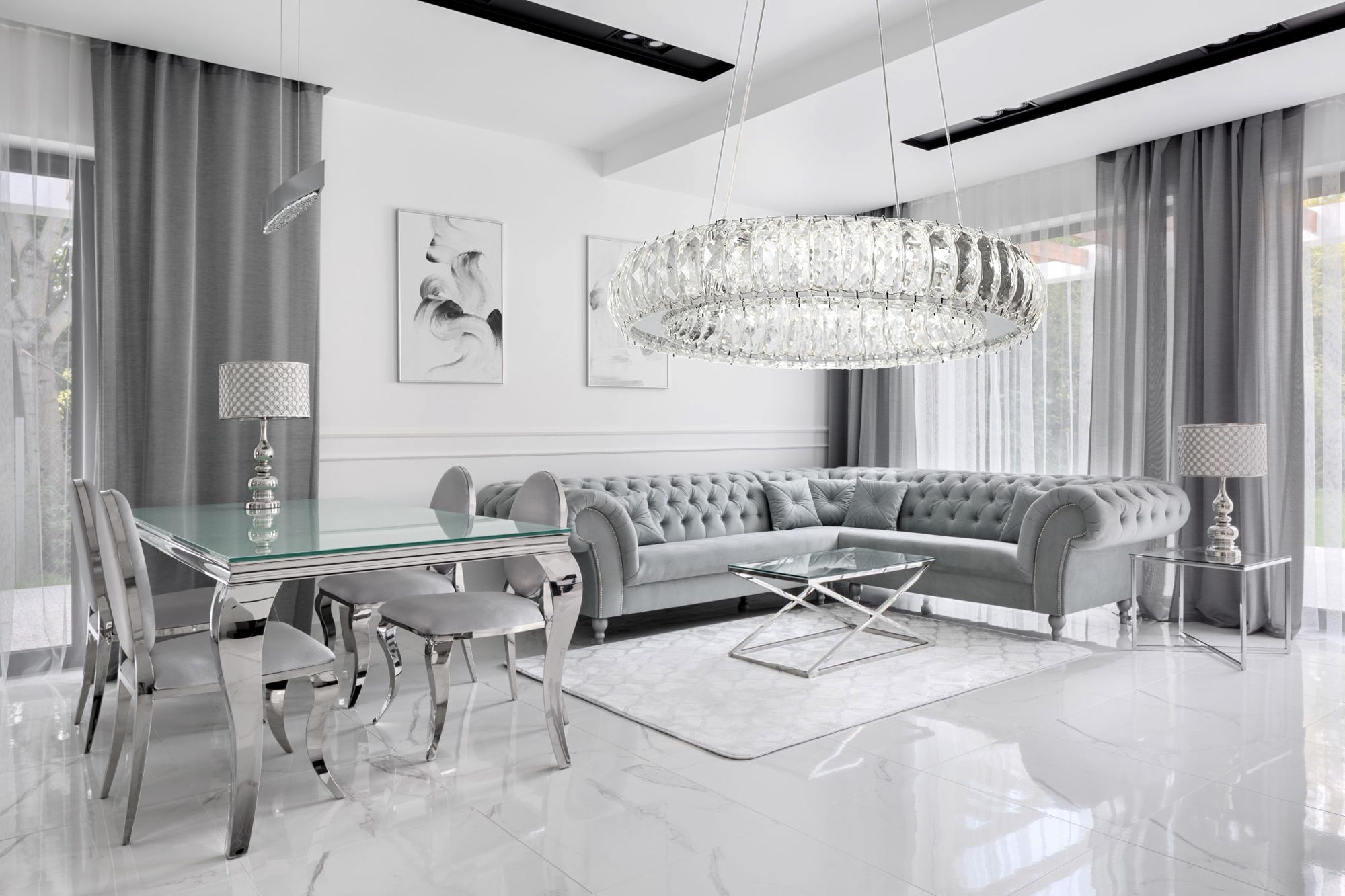 Plafoniera Led In Cristallo App1040-cp + Telecomando