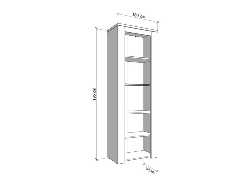 Mobile Espositore Sulbiate, Vetrina 4 Ripiani, 68.5x36.5x195h cm Bianco Larice