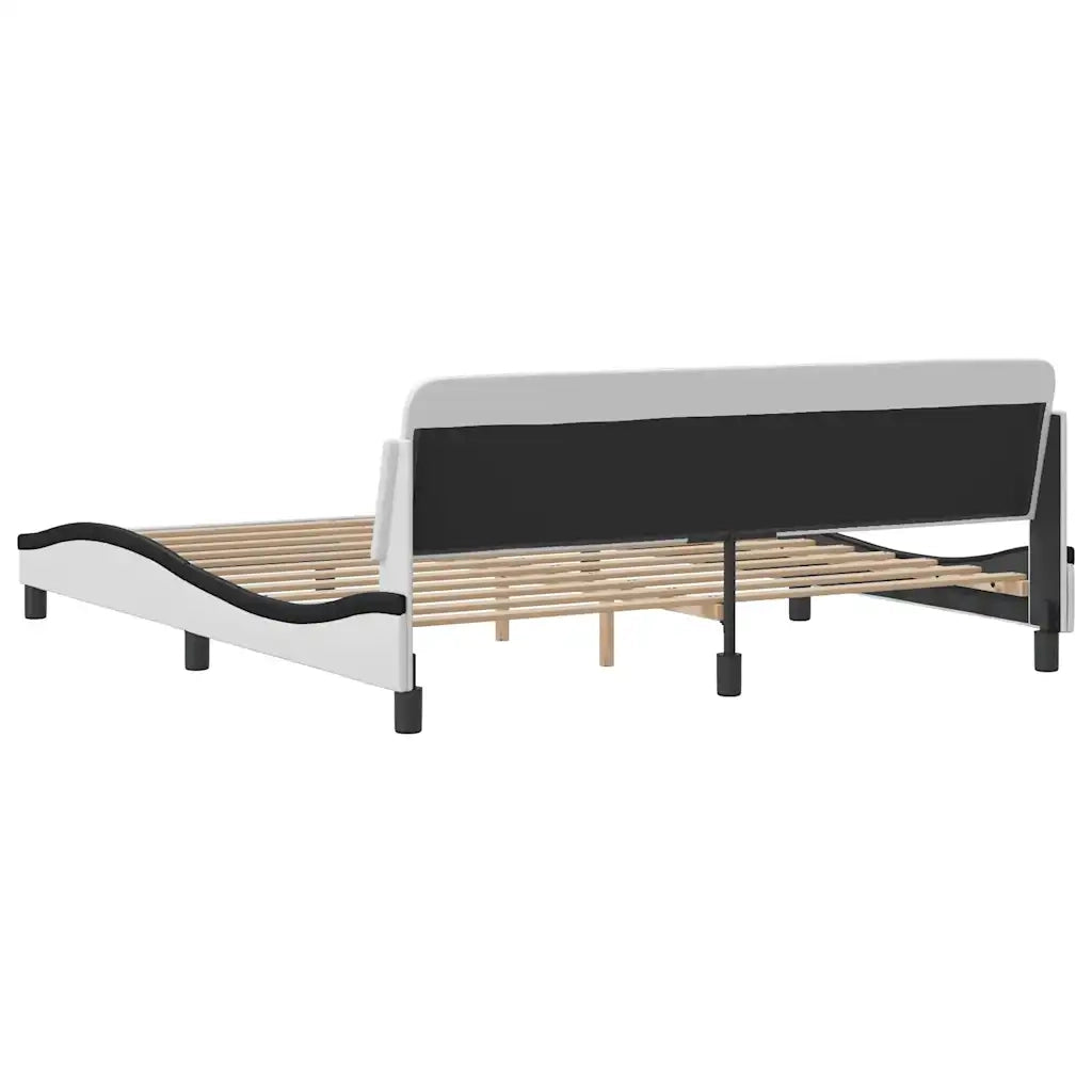 Giroletto-Struttura Letto Dover Bianco e Nero 180x200 cm in Similpelle