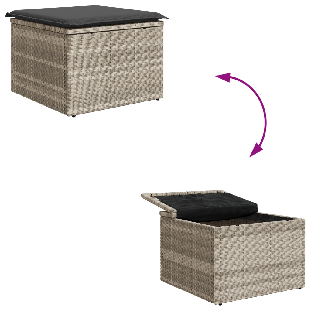 Set Divano da Giardino 5 Pezzi con Cuscini Grigio Chiaro in Polirattan