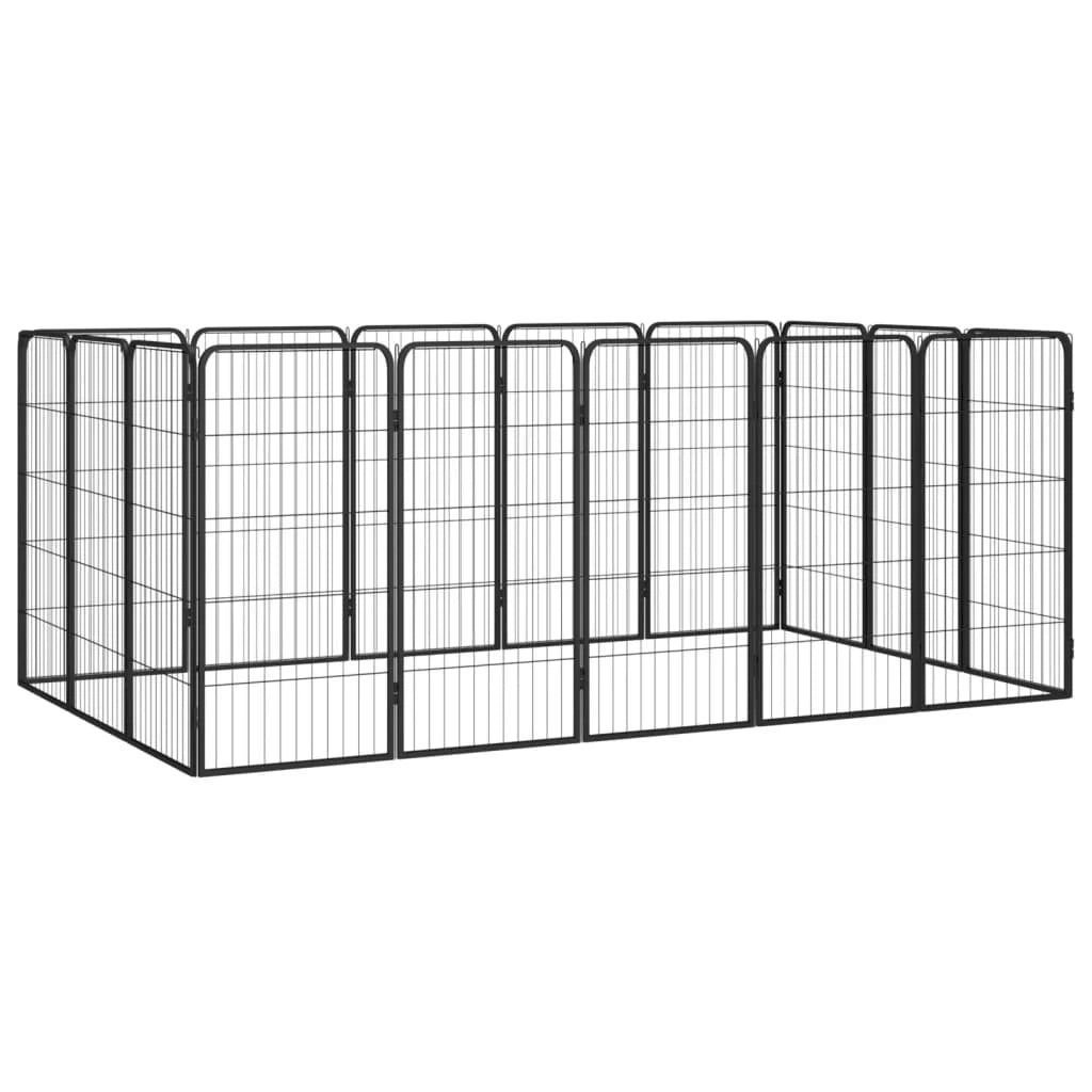 Recinto per cani 16 pannelli 50 x 100 cm acciaio verniciato a polvere nero 02_0043612