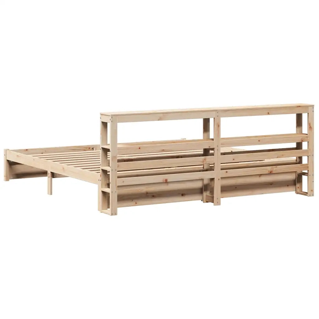 Giroletto con Testiera-Struttura Letto con testiera 200x200 cm in Legno Massello di Pino 199657