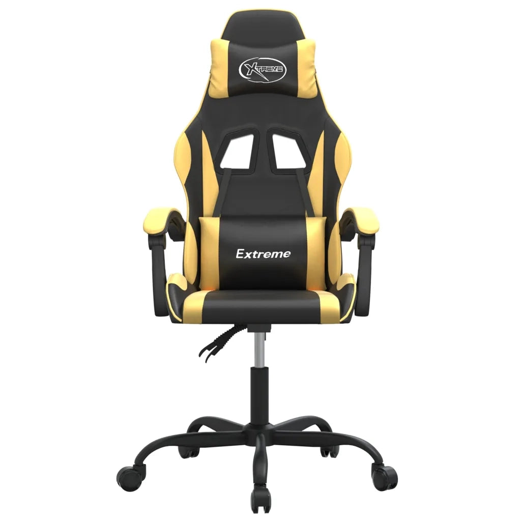 Sedia da Gaming Girevole Nera e Oro in Similpelle 349569