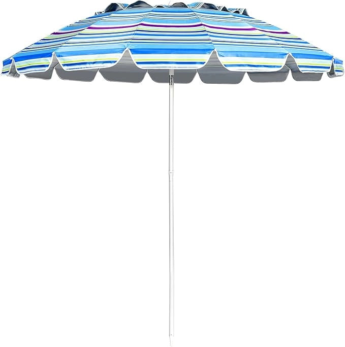 Ombrellone da Spiaggia 2,43 m, Ombrellone Portatile da Esterno con Borsa di Trasporto, con Protezione Solare, Ideale per Spiaggia, Balcone, Giardino（Blu)