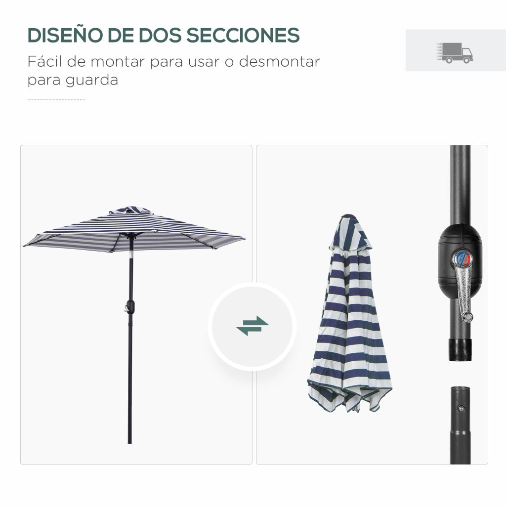 Ombrellone da Giardino ¨C Zephmum ¨C Blu e Bianco ?230x216 cm
