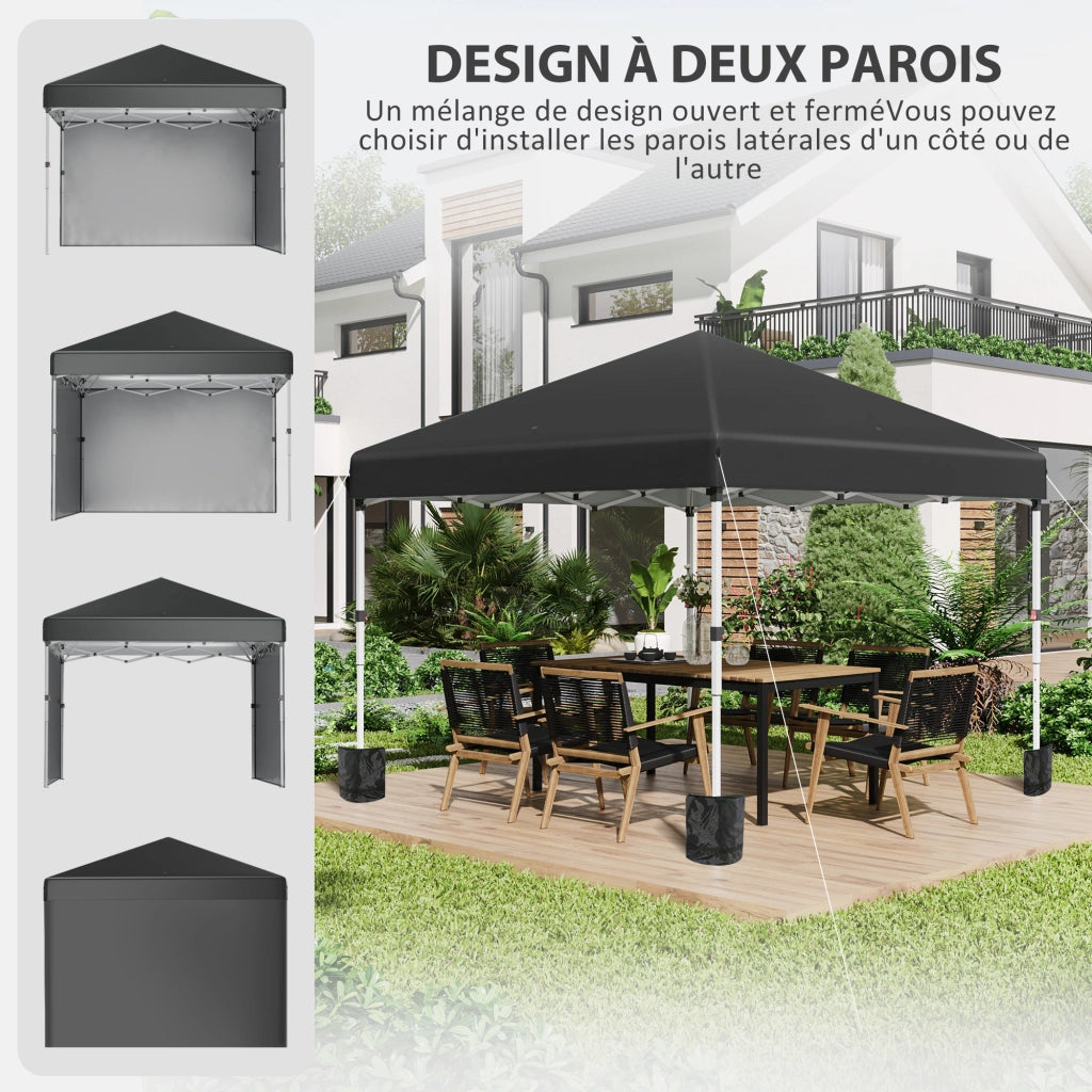 Gazebo pieghevole da giardino pop-up regolabile protezione UV30+ 2 pareti laterali con borsa trasporto