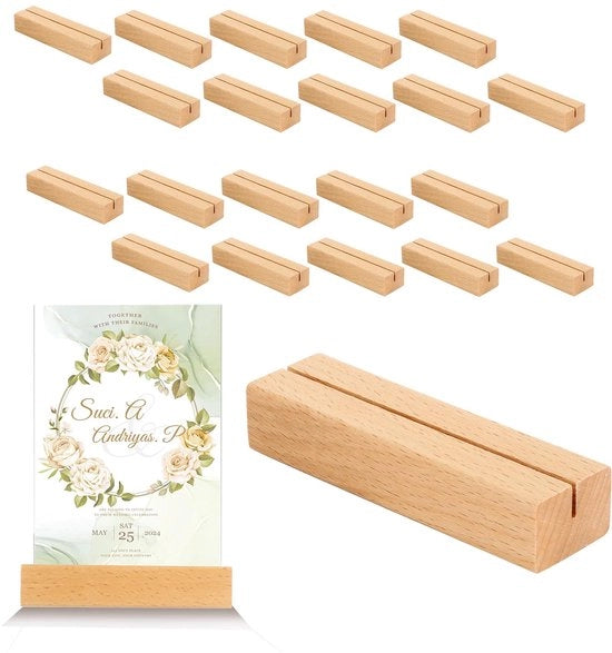 20 pezzi di supporti per menu in legno 10 x 3 x 2 cm supporto per menu supporto per cartello in legno standard per matrimoni ristoranti ricevimenti feste