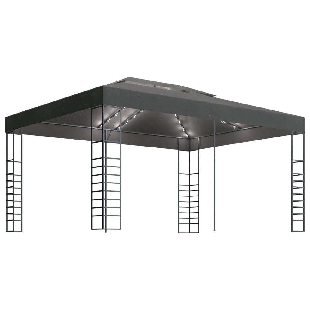 Gazebo | Pergolato con Stringa di Luci LED 3x4 m Antracite