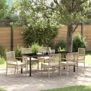 Set da Pranzo per Giardino 7 pcs Beige e Nero Rattan 3380832