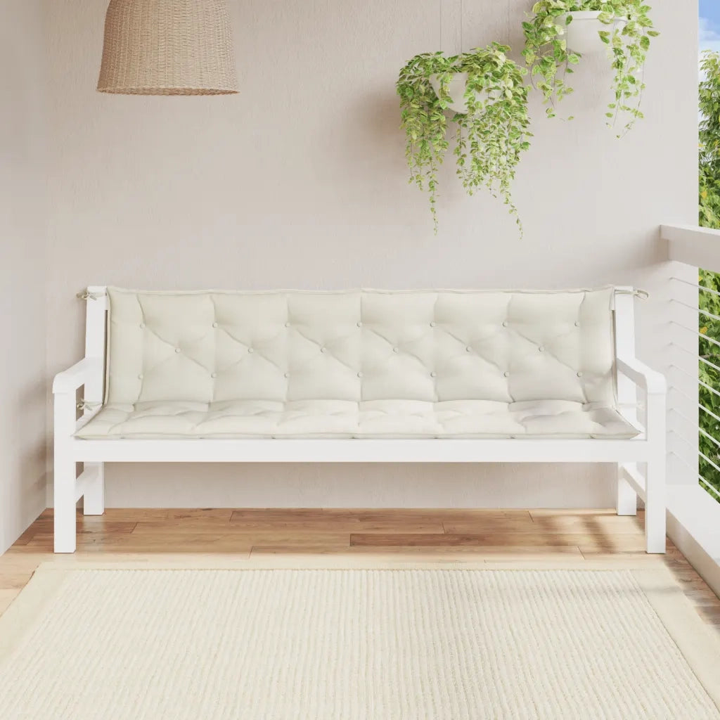 Cuscini Panca Giardino 2pz Crema MÃ©lange 200x50x7 cm Tessuto