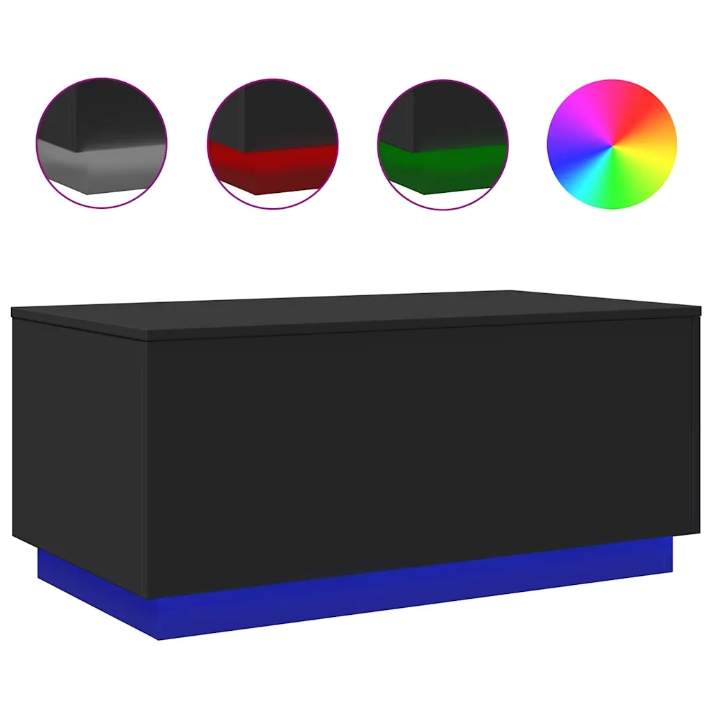 Tavolino da salotto | Tavolino da caff¨¨ | Tavolino da Soggiorno con Luci LED Nero 90x50x40 cm