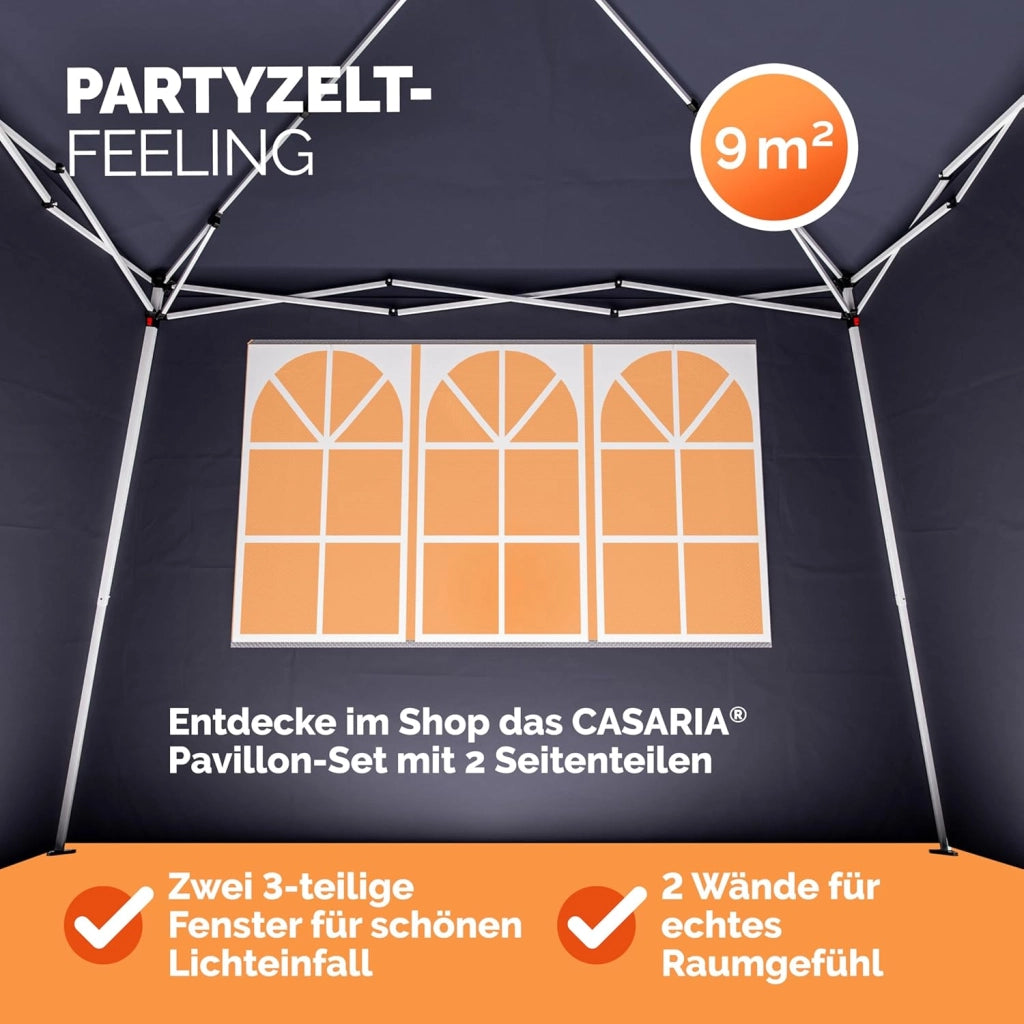 Gazebo pop-up, 3 x 3 m, con 4 parti laterali, colori assortiti, protezione UV 50+, con custodia, impermeabile, pieghevole, gazebo pieghevole, festival, capri, antracite