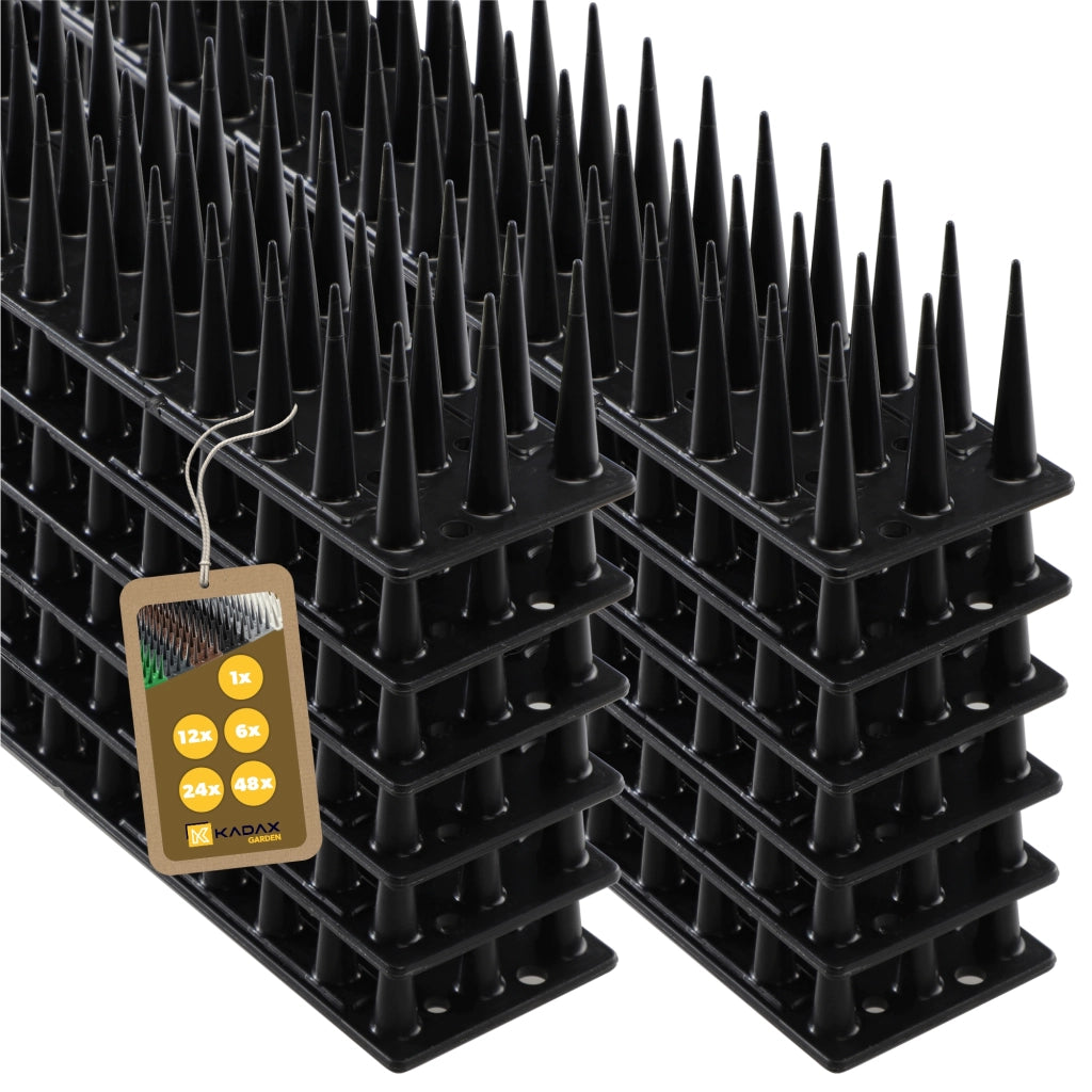 Punte anti-piccioni KADAX, 51 cm, in plastica densa e resistente, confezione da 12 pezzi.