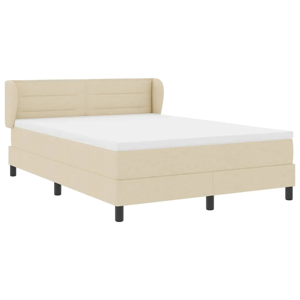 Letto a molle con materasso Crema 140 x 190 cm Tessuto 3339959