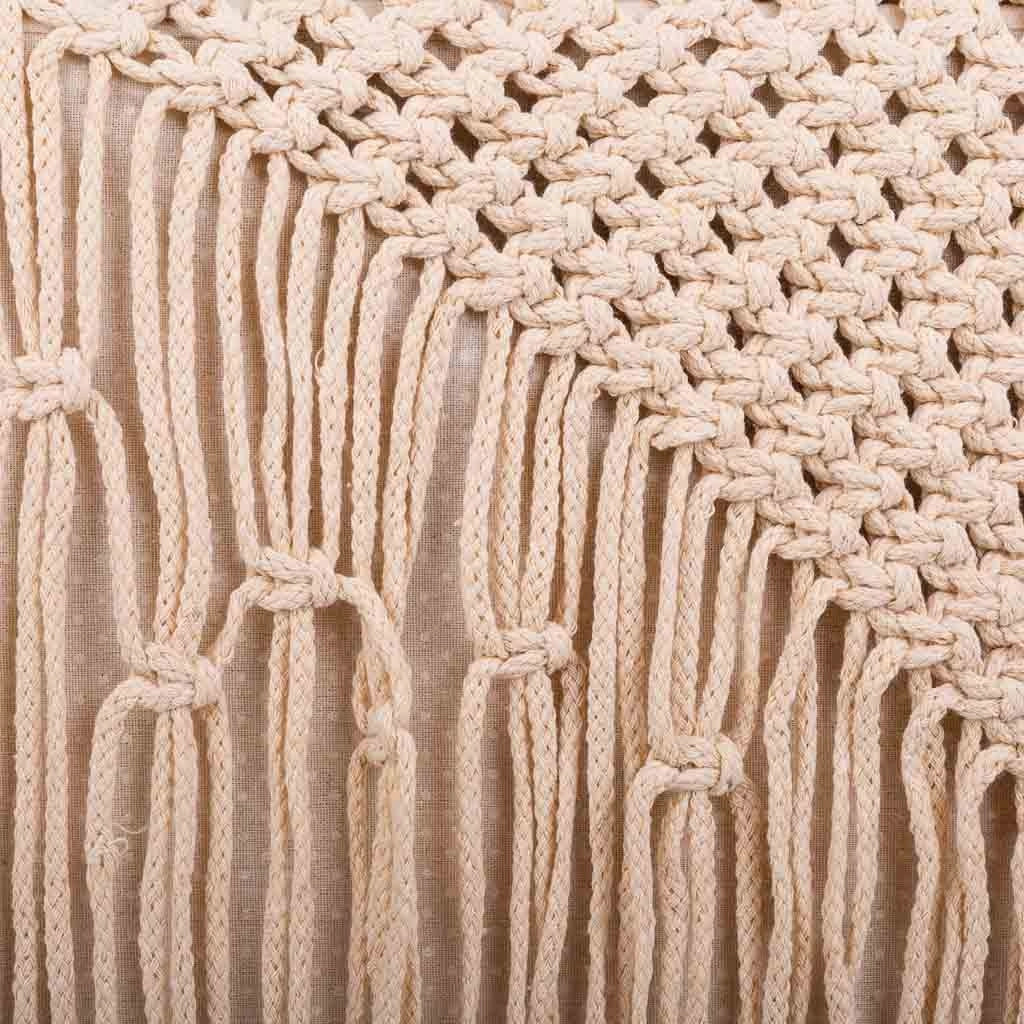 Puf in cotone intrecciato panna 45x45x45h