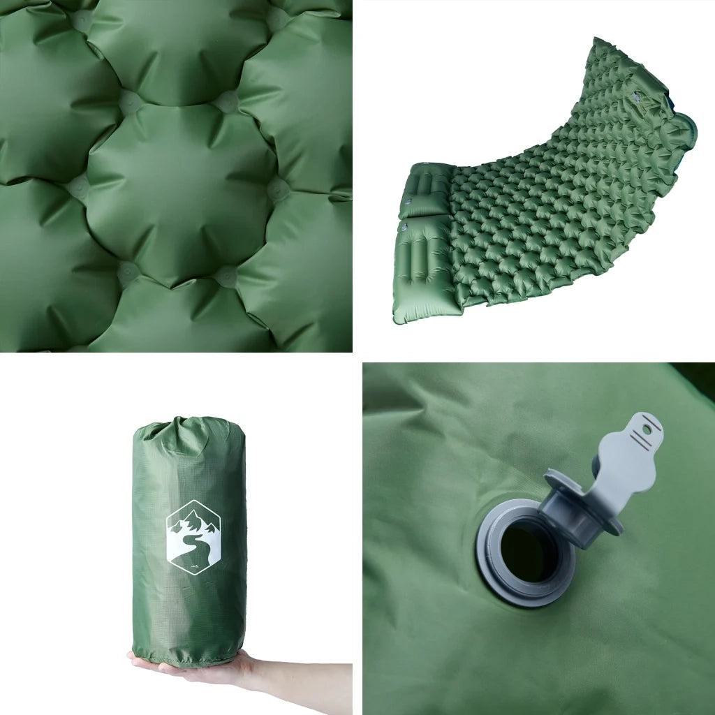Materasso Campeggio Autogonfiabile con Cuscini 2 Persone Verde CFW7846855