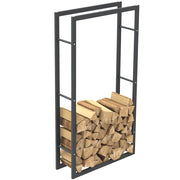 Portalegna in Metallo Interno Esterno Legnaia Camino Stufa 150x80x25cm Nero