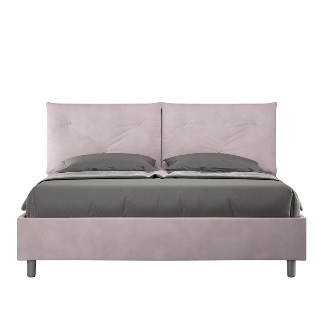 Letto Matrimoniale 160x200 cm con Rete e Contenitore Giroletto con Alzata Comoda Imbottito in Microfibra Appia Glicine