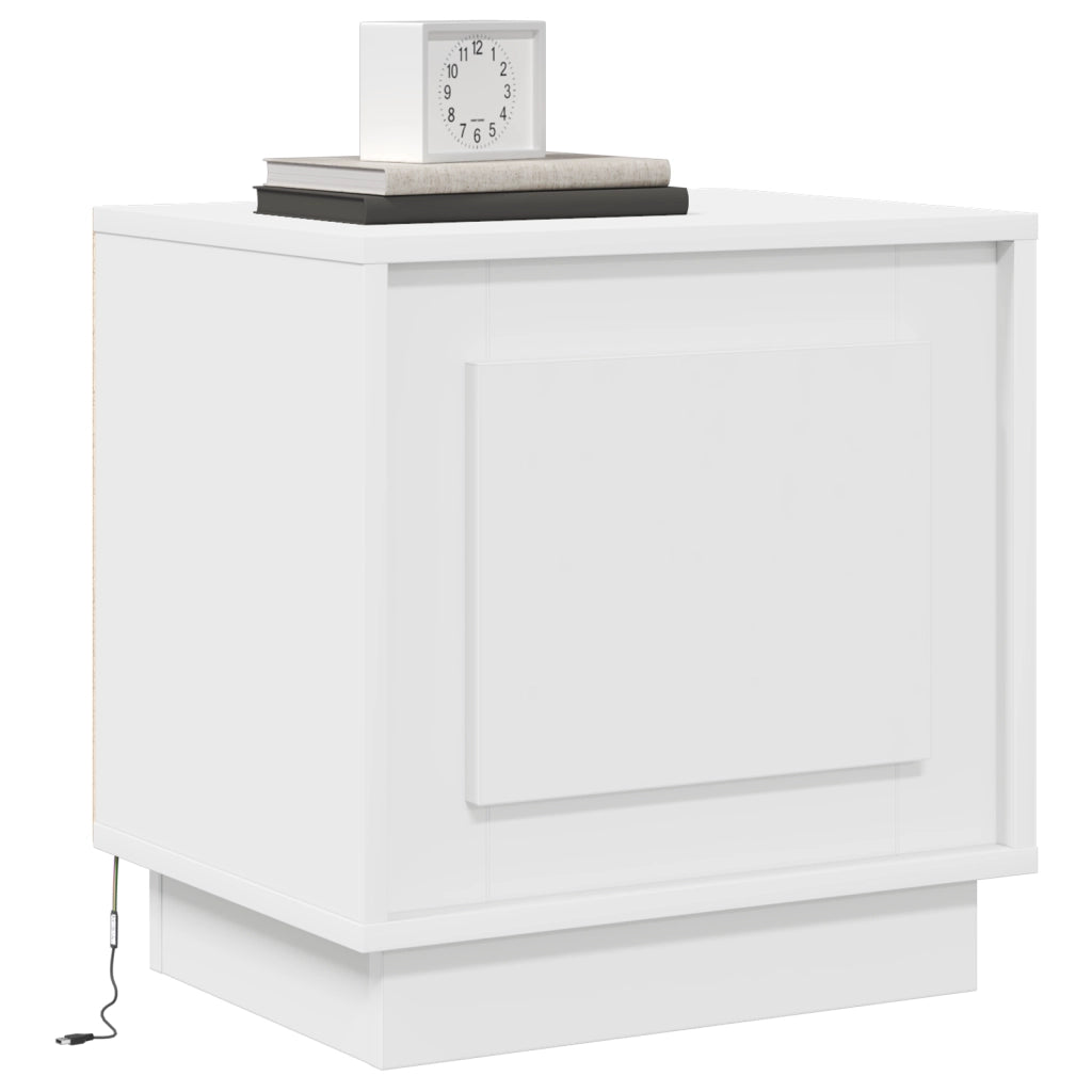 Comodini con Luci LED 2 pz Bianco 44x34,5x45 cm