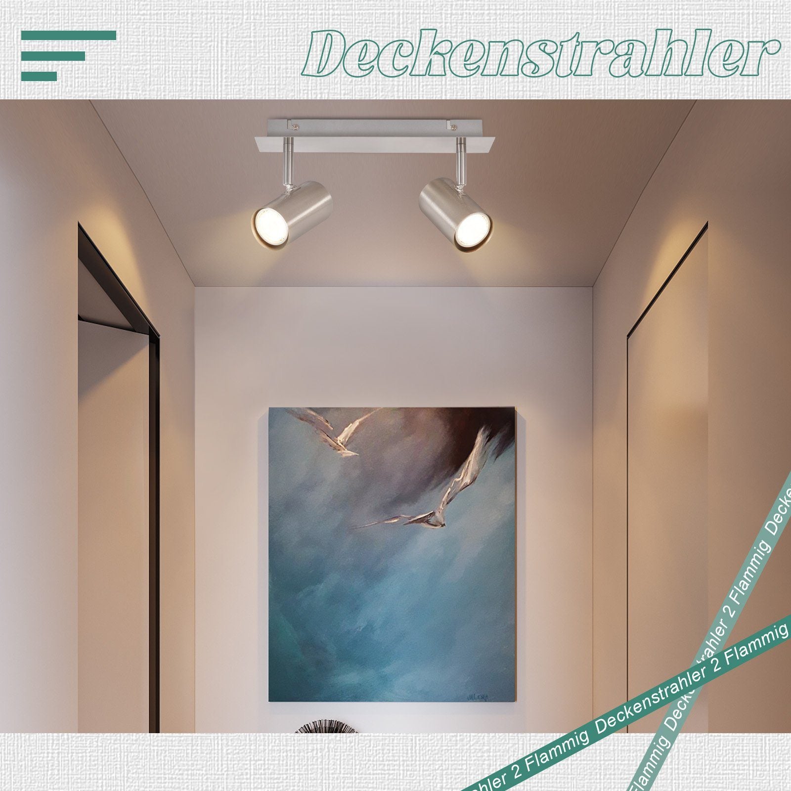 ZMH Faretto da soffitto nichelati 2 luci GU10 orientabili 330° design moderno per corridoio