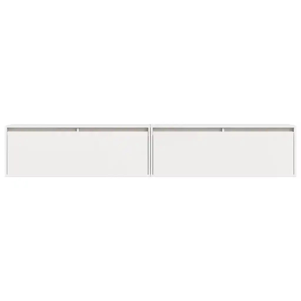 Pensili 2 pz Bianchi 100x30x35 cm in Legno Massello di Pino cod mxl 33355