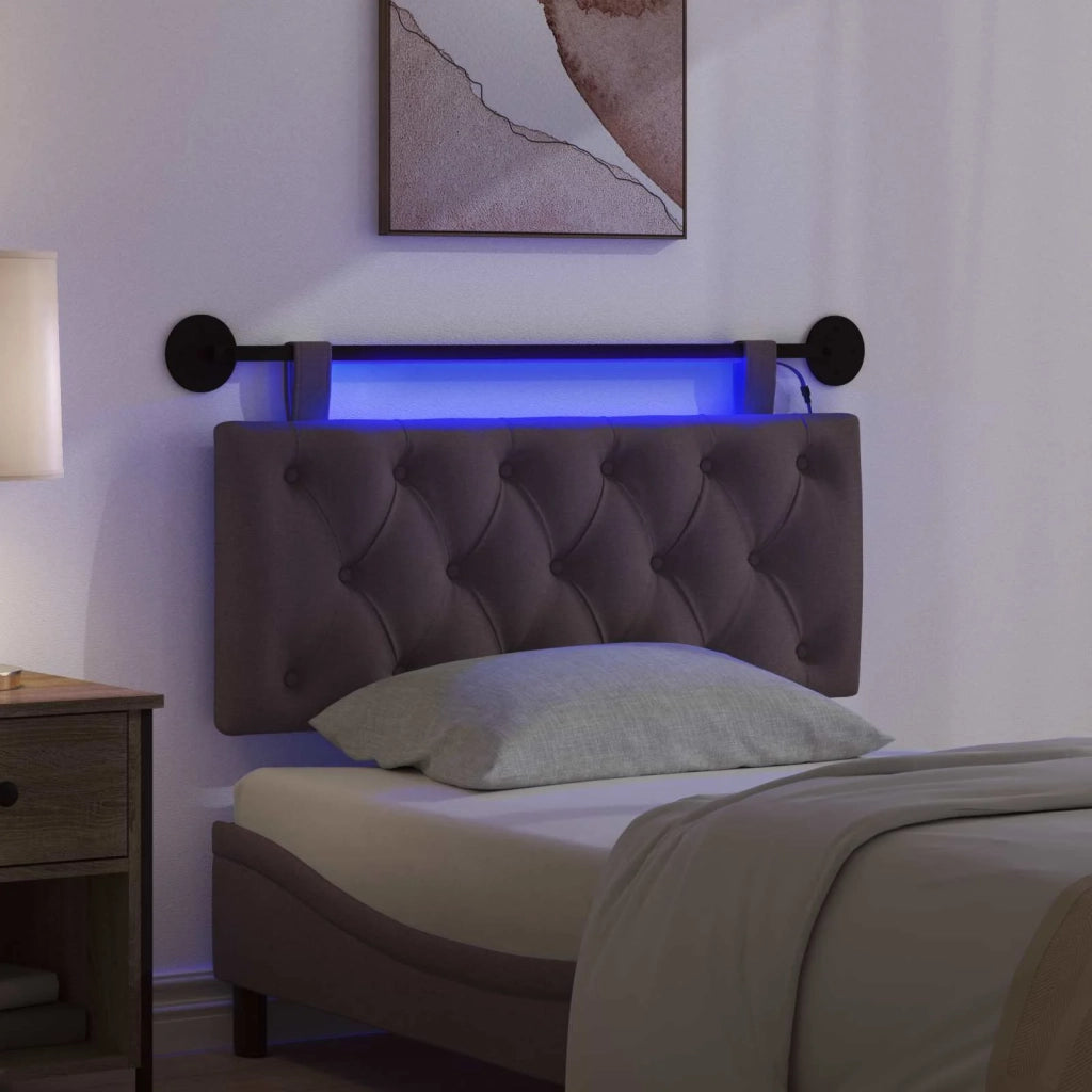 Testiera sospesa Con luce LED Marrone Scuro Tessuto