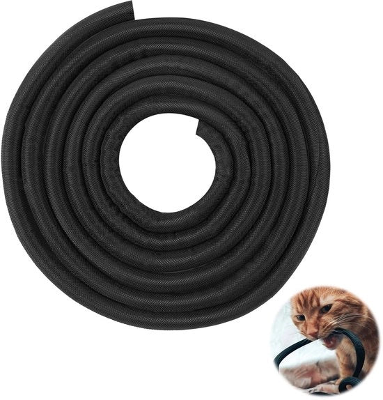 Protezione cavo a rete - Mantello di protezione per animali domestici - Intrecciato e autochiudente - Nero - Cappotto di gestione cavo - Ideale per la gestione di cavi e fili in casa.