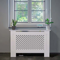 Toboli Copritermosifoni in legno bianco 112 x 19 x 82 cm, copri termosifone in MDF, pannello in legno per radiatori, elegante mobile copritermosifone