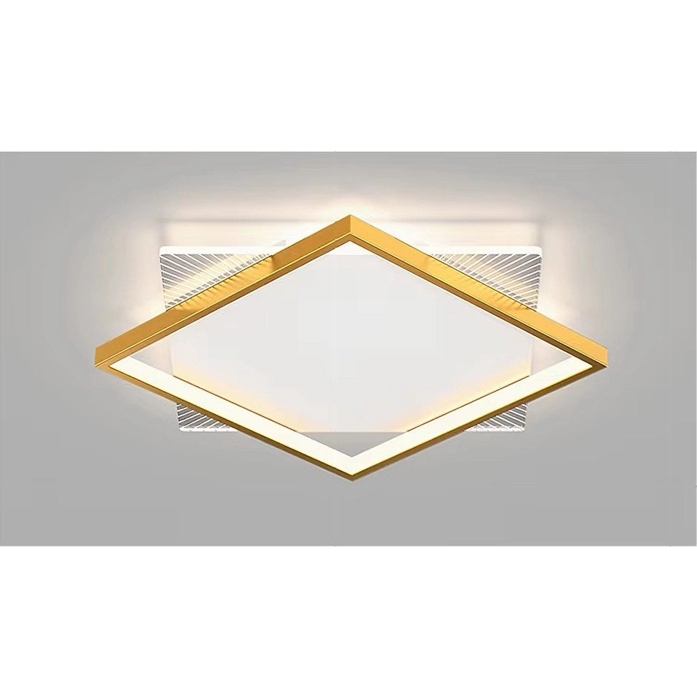 Trade Shop - Plafoniera Led 30 W Quadrata Oro Moderno Lampadario Soffitto Luce Naturale 71033 -