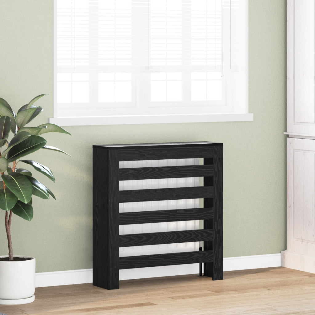 Copertura Radiatore Rovere Nero 78x20x82 cm Legno Ingegnerizzato