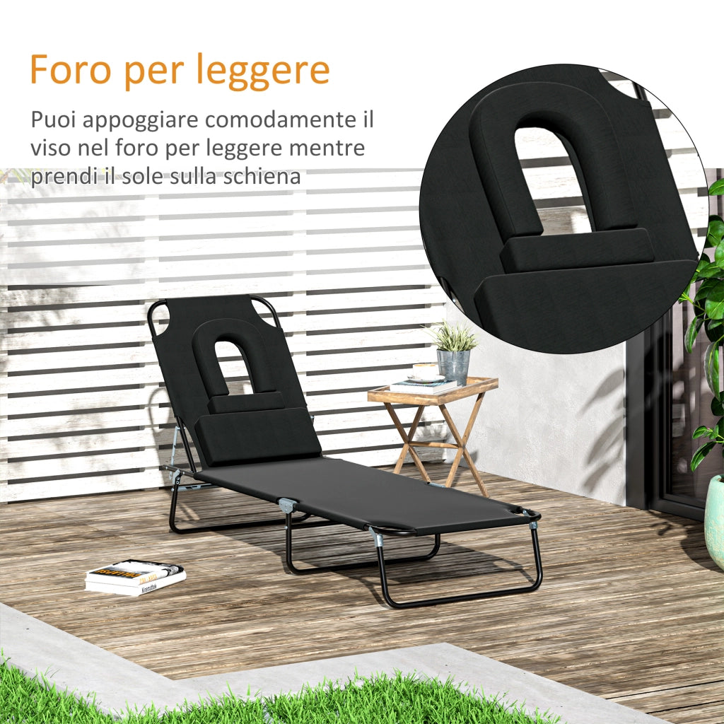 Sdraio Pieghevole per Giardino ¨C Zephmum ¨C Grigio in Acciaio e Tessuto Oxford