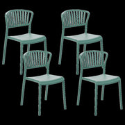 Set di 4 sedie da pranzo in plastica verde per interni ed esterni da giardino impilabili in stile minimalista