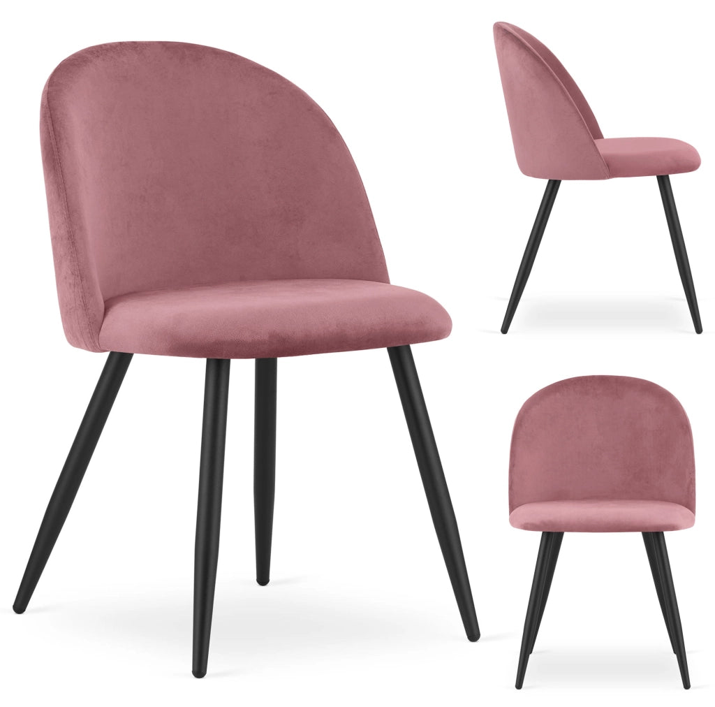 Sedia Valora BELLO in velluto rosa scuro con gambe in metallo nero x2