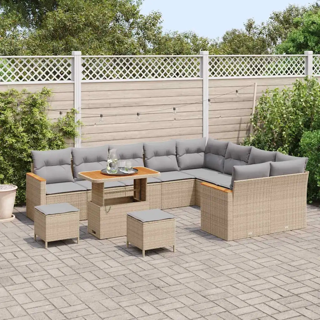 Set Divano da Giardino 12 pcs Beige Rattan in Polipropilene 3365037